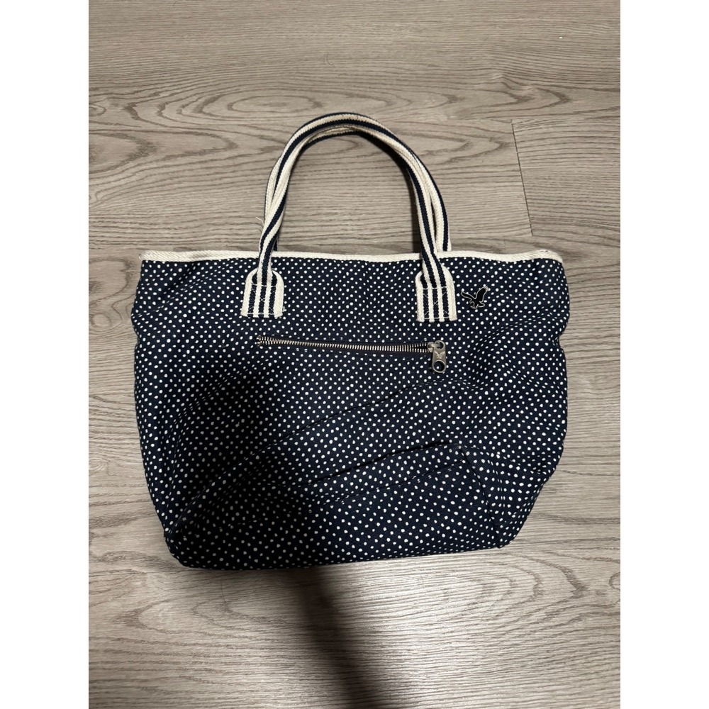 American Eagle Outfitters Navy White Polka Dot Tote Bag AE Signature Tote Travel